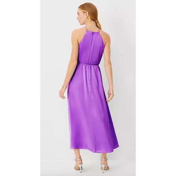 Ann Taylor Criss Cross Halter Maxi Dress in Purple Size Small NWT! - Picture 4 of 9